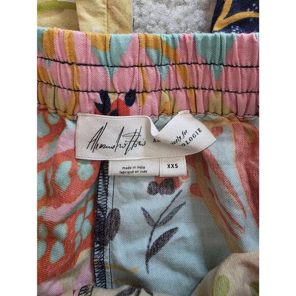Anthropologie Alessandro Florio Floral Flannel Pajama Sleep Pants Sz XXS - Picture 7 of 7